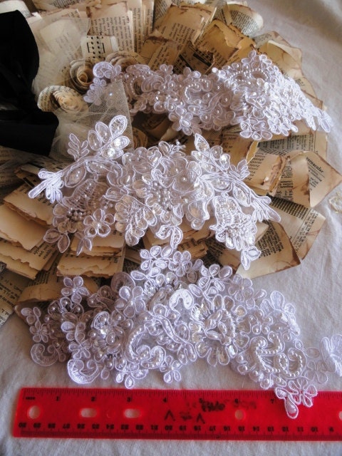 Destash Lot 6 Pieces Fancy Lace Embellishments or Appliques