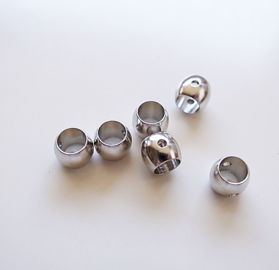 12 pieces of  newly plated vintage raw brass tube bead in hollow cylinder  barrel shape 6x7mm with holes through in silver tone