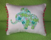 Made to Order pillow, New custom Elephant Pillow made with Lilly Pulitzer Turquoise Alberta Gator fabric