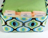 Coupon Holder Organizer Oval 60's Pattern Fabric Celery Green Lining