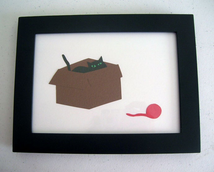 Cat Stalking Wild Yarn 5 x 7 Paper Cut Out Unframed