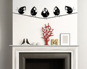 Five Birds on Wire - Wall Decal