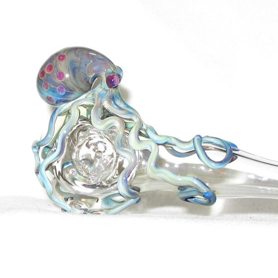 Octopus Spoon Medium Hand Blown Glass by andromedaglass on Etsy