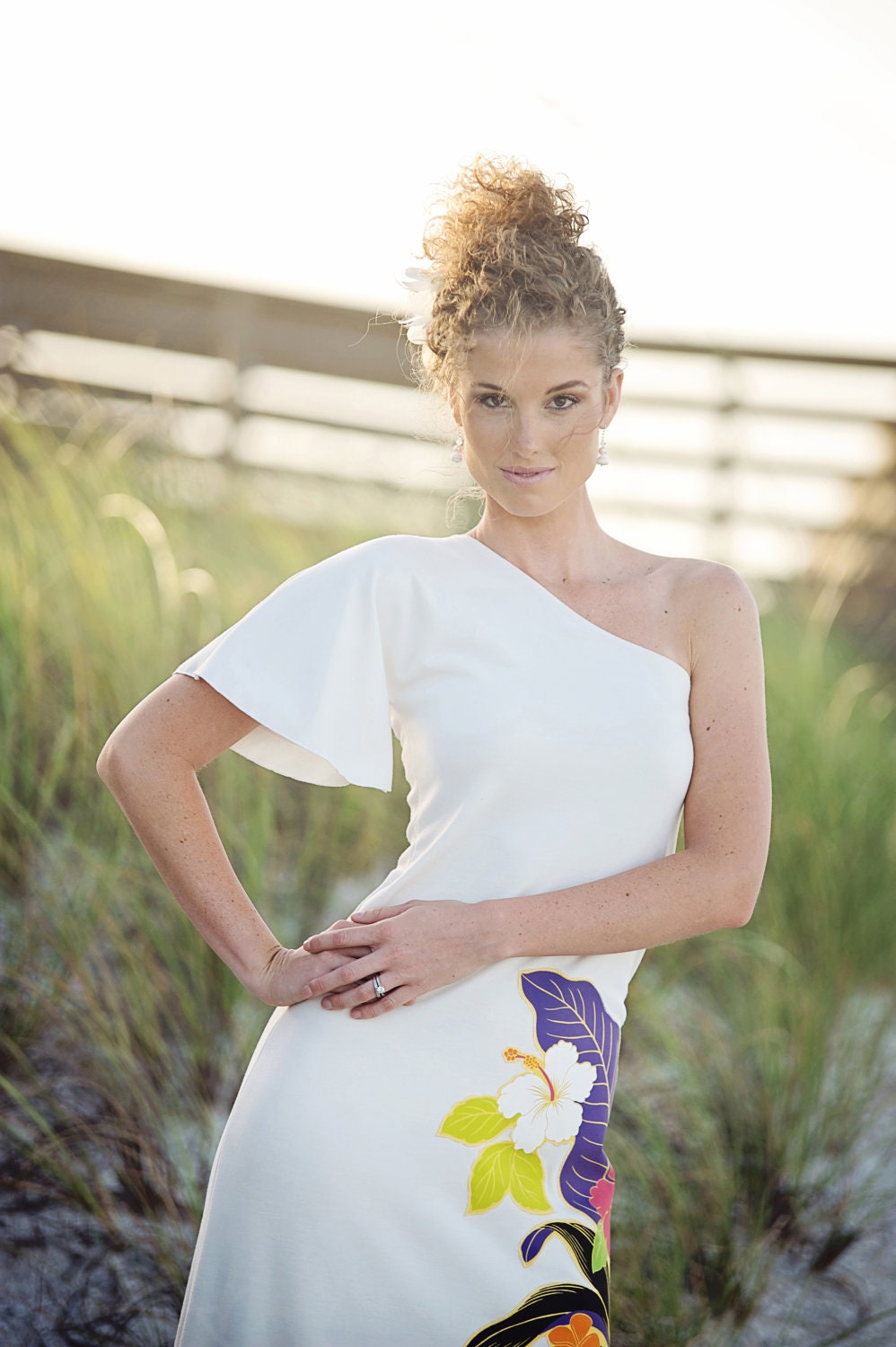 One Shoulder Hawaiian Wedding Dress