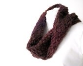 Handknit Ombre Lace Moebius Cowl Circle Scarf - Plum to Burgundy