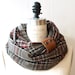 Chunky Black , moka and red plaid circular infinity scarf