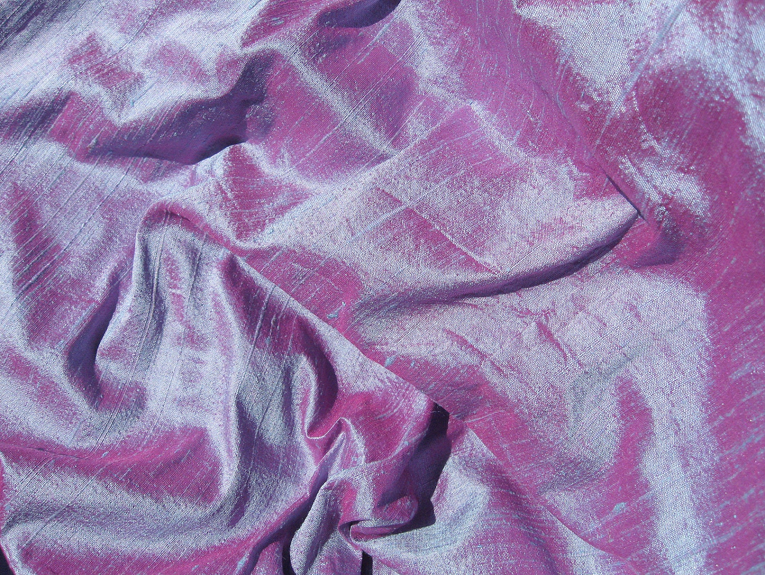 Fuchsia Blue Lilac Purple Iridescent Dupioni Silk Fabric Remnant 24 x 10.75