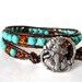 Baltic Amber / Turquoise and Brown Leather - Gemstones - Double Leather Wrap Bracelet by The CamBrayah Collection