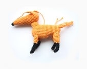 Tangerine Crocheted amigurumi fox - miniature - FREE SHIPPING - The Yellow Fox - crochet animal - Waldorf toy