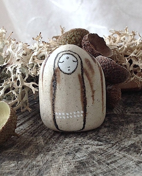 Beach Pottery Kanzeon Bodhisattva (Kuan Yin, The Bodhisattva of Compassion) Icon Sculpture