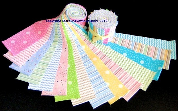 Nurserytime Jelly Roll Quilt Strip Pack Cotton Quilting Fabric Die Cut No Dups