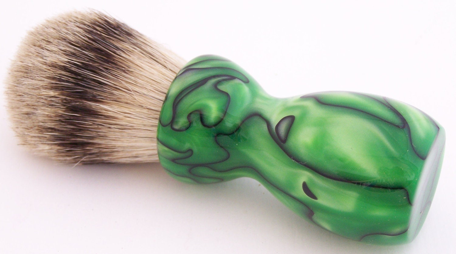 Green Swirl Acrylic 24mm Silvertip Badger Shaving Brush (Handmade in USA)