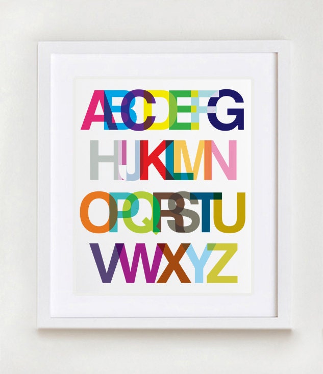 Wall Art, Nursery Wall Art, Helvetica Print, Alphabet Art, Nursery Print, Modernpop, An Alphabetic Ode to Helvetica Wall Art - 13" x 16"