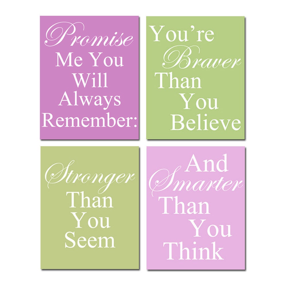 Set of Four 8x10 Winnie The Pooh Quote Prints - Kids Wall Art - Modern Nursery Decor - Choose Your Colors - Shown in Yellow, Gray, and More