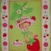 Strawberry Shortcake Baby Crib Blanket Quilt Panel 36" x 45" Lime Pink Strawberries