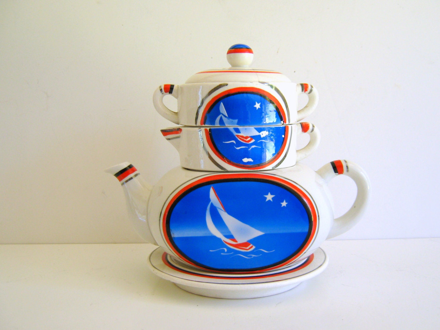 Vintage Tea Set Made in Japan Nautical 1940s
