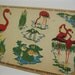 Vintage 1940s decal transfer - pink flamingos and lily pads