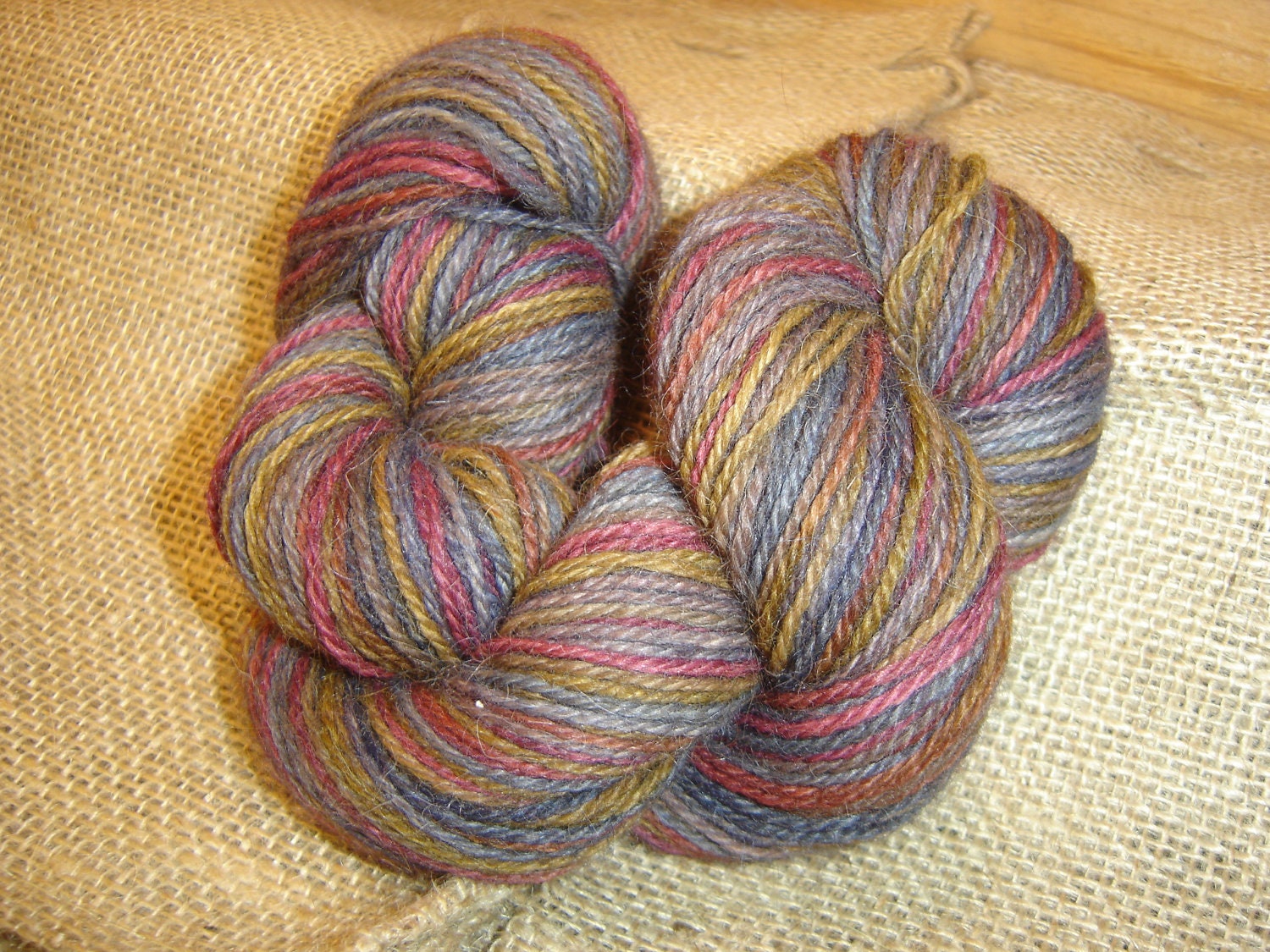 Yarn Hand Painted in Mulled Wine Baby Alpaca Commercial Spun 2ply 2  oz .172 yards, in shades  wine, purlps green and more