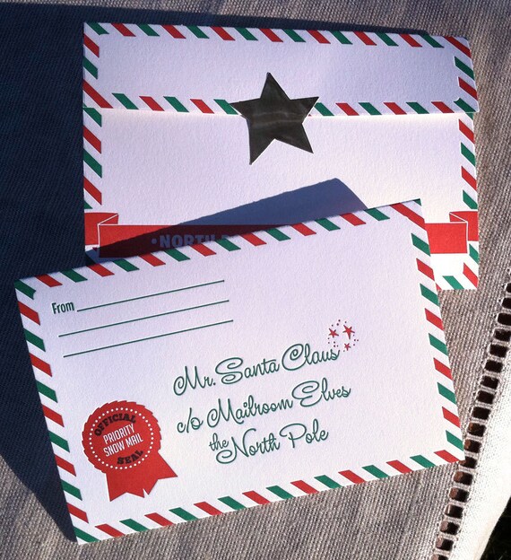 Letter to Santa - Holiday Stationery for Kids - individual card and seal