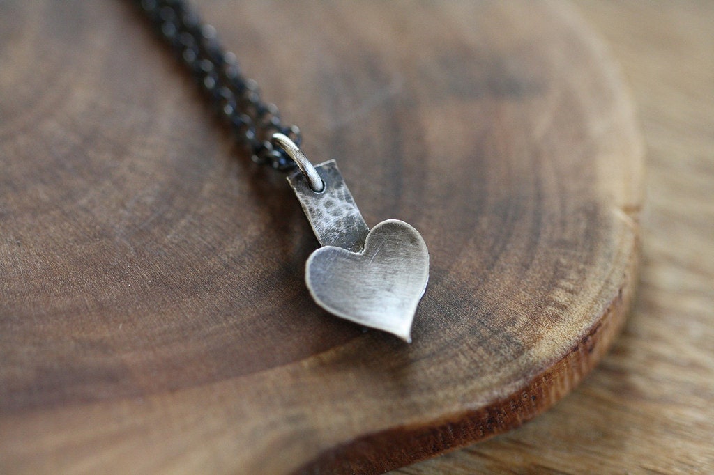 Tiny -  heart necklace - silver necklace - simple jewelry - Valentines day - etsymetal team