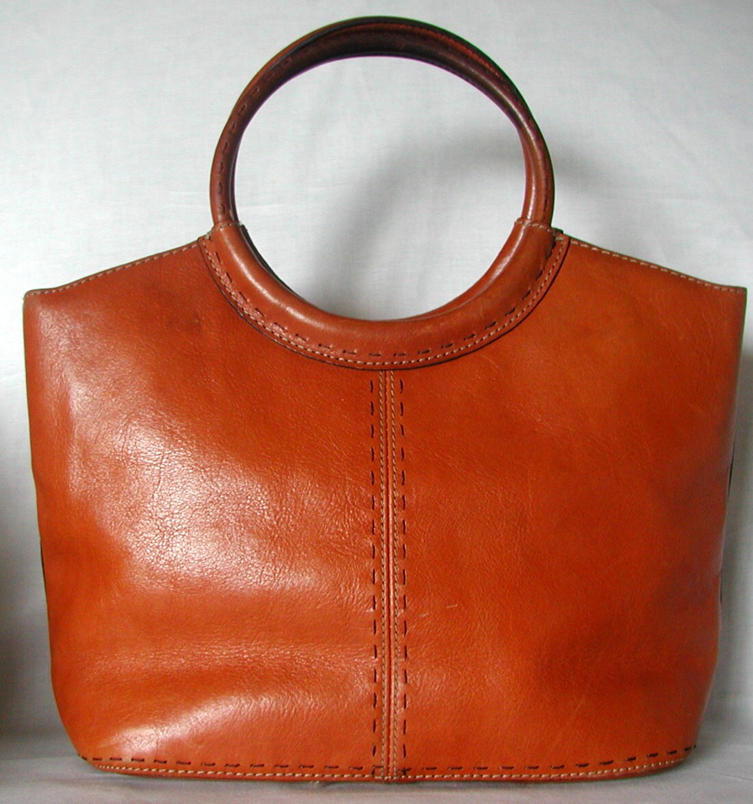 Carmel Colored Vintage Fossil Leather Tote Handbag
