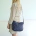 Genuine Leather Navy Blue Vintage Cross Body Bag 80s