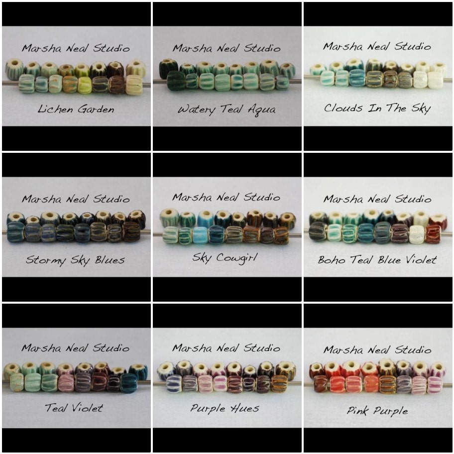 Handmade Ceramic Chevron Bead Sets 8 Pairs Made To Order You PIck The Color Palette