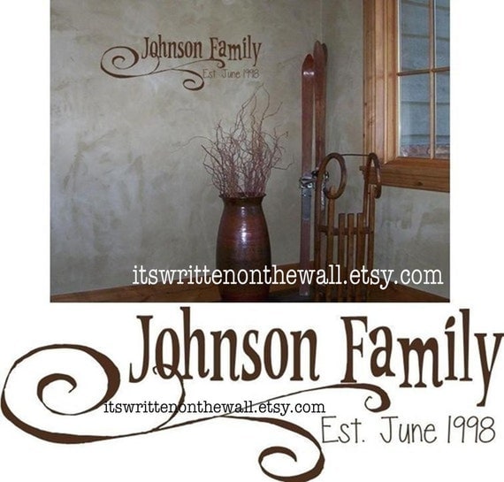 Johnson Family-Put your Family Name upon the Wall Personalize it 10x28 Vinyl Lettering Wall Saying