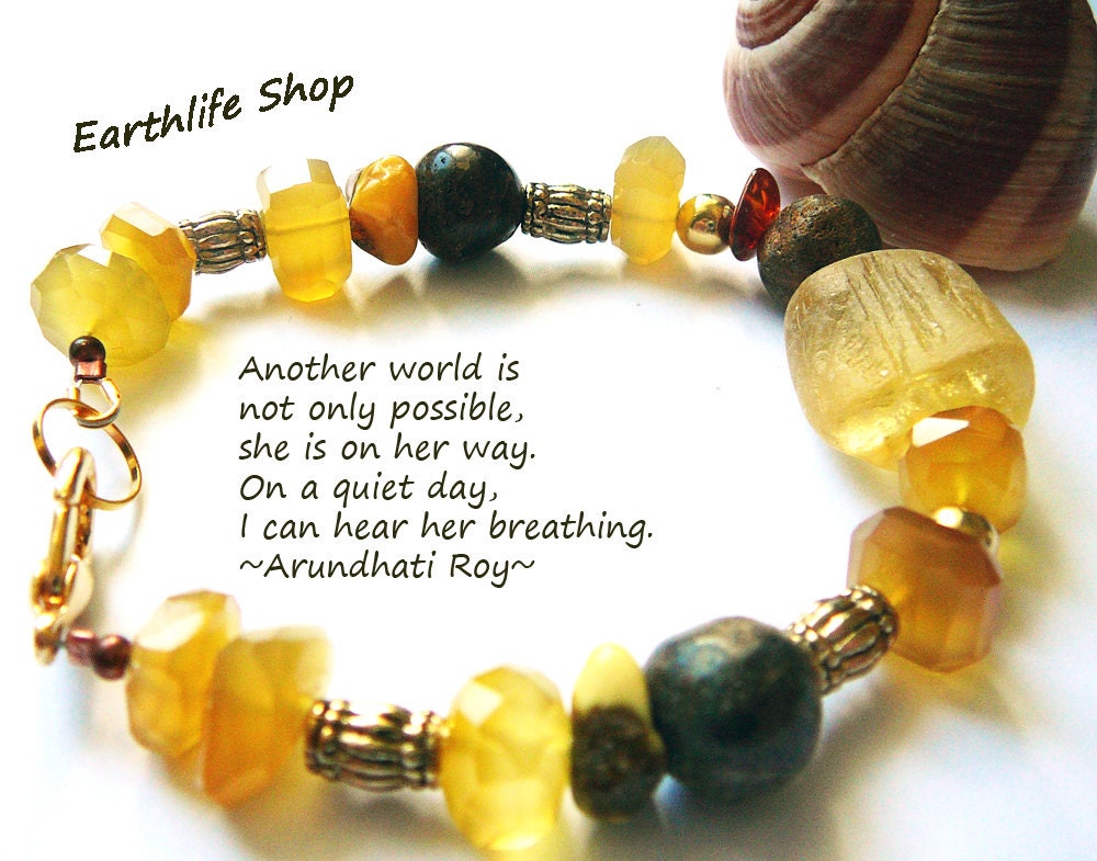 If Life hands You Lemons Make Lemonade Bracelet / Yellow Chalcedony, Yellow Fluorite