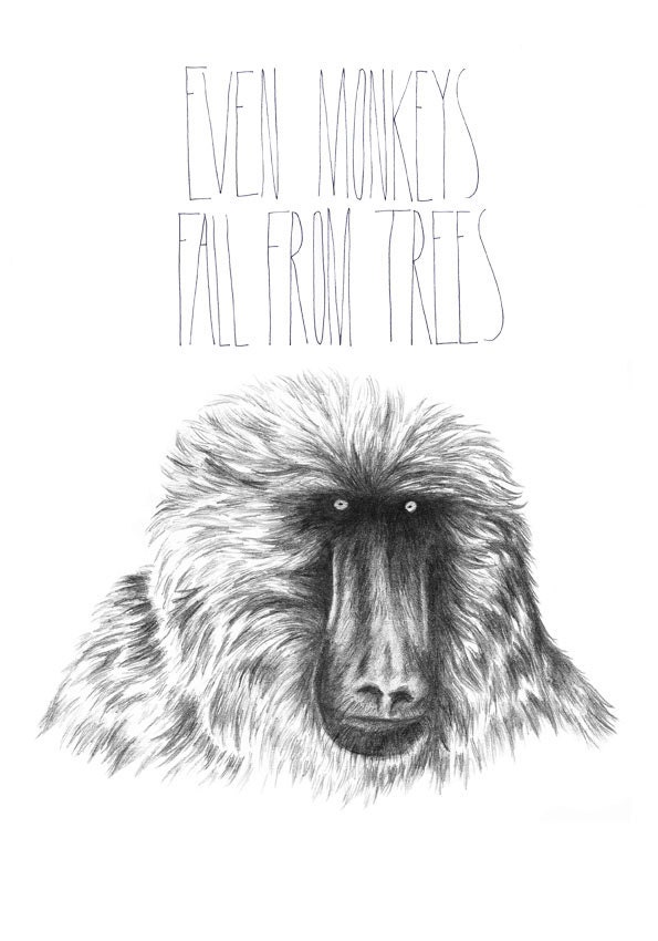 Even monkeys fall,  print A4, 21x30cm, 210x297 mm