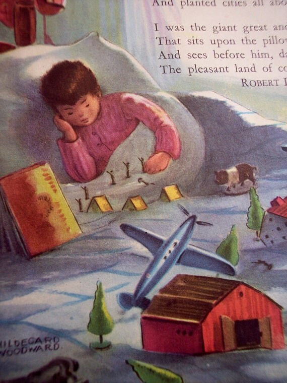 Robert Louis Stevenson Nursery Rhyme Poem 1948 by moosehornvintage