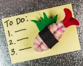 OOAK Needle Felt Plush -  Shrimp Sushi Magnet