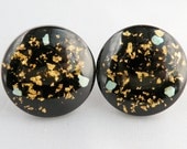 Vintage Black Earrings with "Gold" Flakes