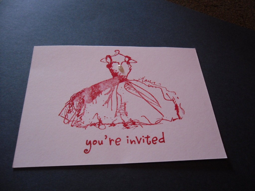 Little Red Dress you're invited postcard set of 15 with evnelopes, shower, birthday, party