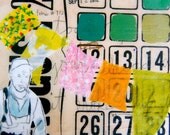 mixed media on cradled artist panel - laundry quilt no.8