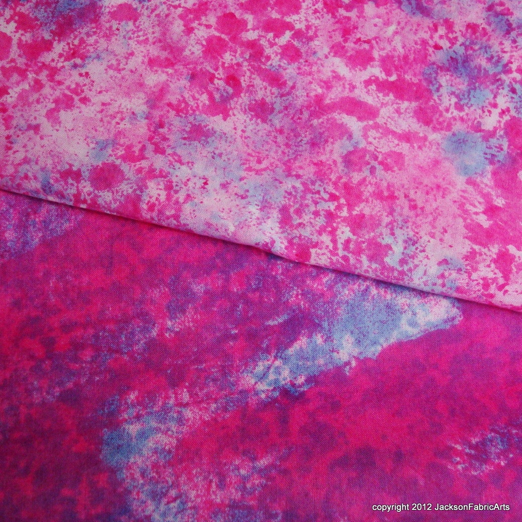 Hand Painted Dyed Cotton Fabric Bundle in Pinks Blues