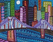 Modern Cross Stitch Kit 'Brooklyn Bridge' By Heather Galler - Abstract Art NYC CrossStitch Kit