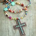 Boho Colorful Cross Necklace, Colorful Beads, Cross Pendant