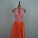 vintage halter dress 70s pink orange XS