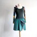 Boho Style Black Fall Dress Teal Green Bohemian Clothes Long Sleeves Upcycled Clothing Eco Friendly Ladies Wear Small Medium 'JONI'