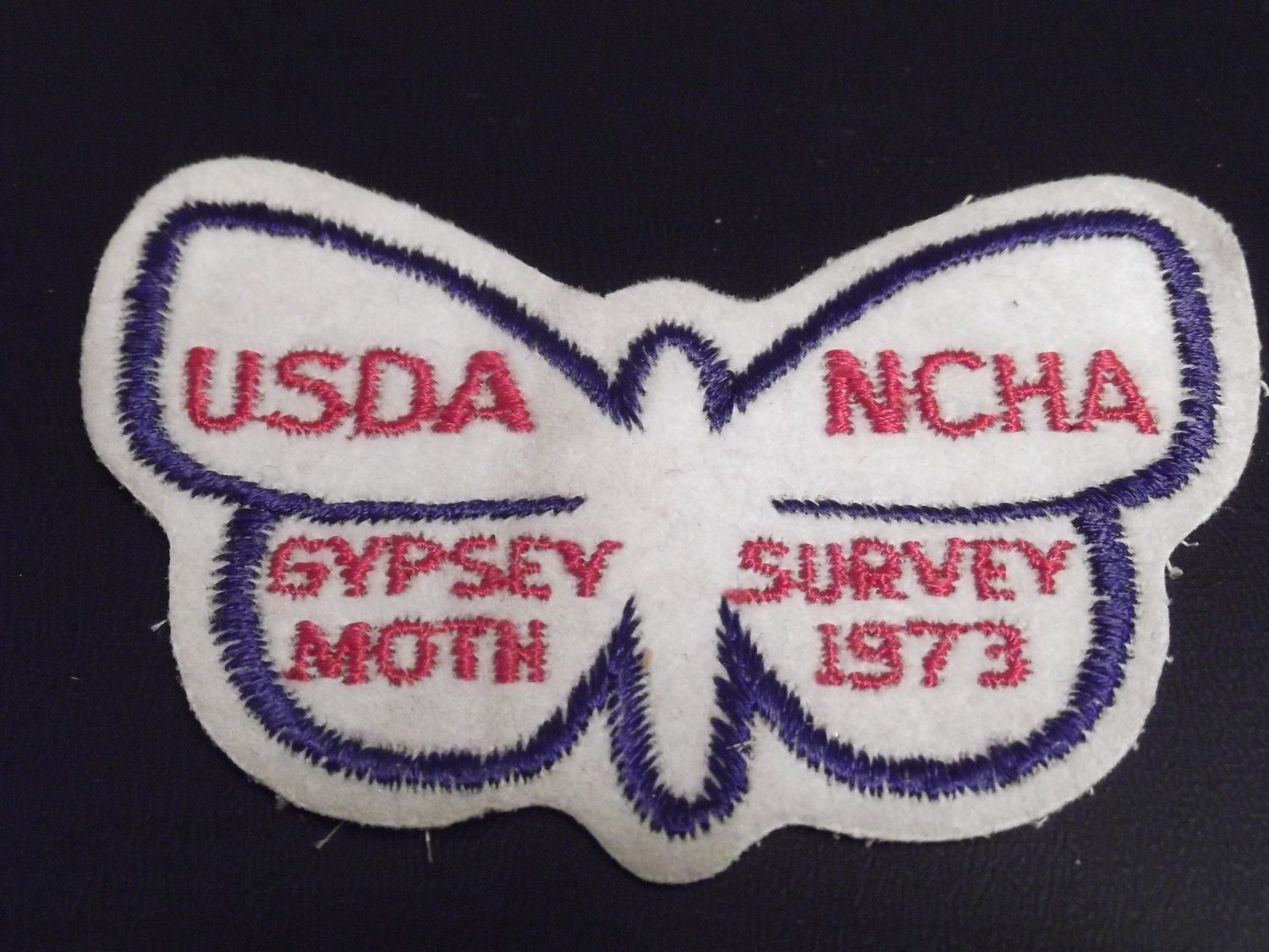 Vintage Patch 1973 Gypsey Moth Survey USDA NCHA gypsy velvety butterfly 70s