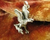 Pendant - Charm - Sterling Silver - Bald Eagle - Animal Jewelry - Flying Lighten Bolt - Bird Pendent - Flying