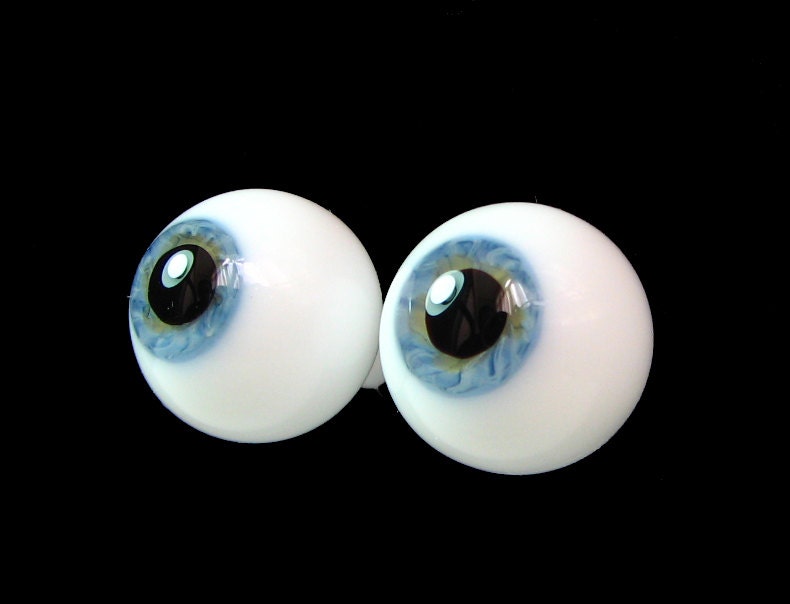 14mm pair of German Blown Glass Eyes in "Summer Sky"
