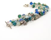 Charm Bracelet, Sea Themed Jewelry, Statement Bracelet, Mediterranean Blue