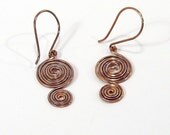 Oxidized Copper Earrings, Double Spiral, Lightweight Earrings, Everyday Earrings, Artisan Jewelry
