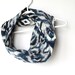 Tribal Ikat Infinity Scarf.  Circle Cowl Scarf. Navy Blue and White Scarf.  Batik Print. Lightweight Cotton. Autumn Fashion.