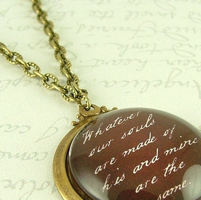 Wuthering Heights - Emily Bronte Literary Lovers Book Quote Glass Necklace