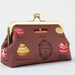 Bag pouch - Pâtisseries françaises on brown - metal frame clutch bag