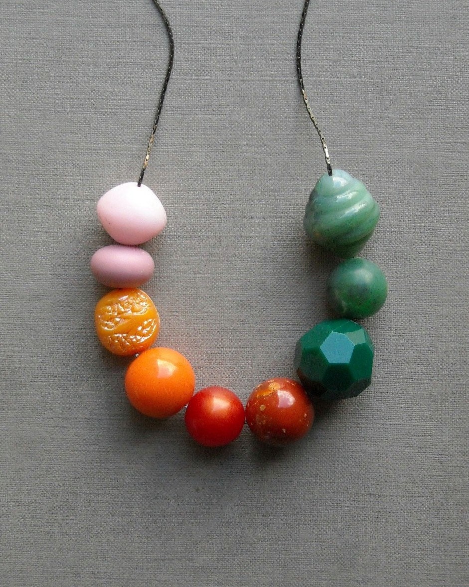 plumage necklace - vintage lucite and gunmetal