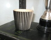 Vintage MID CENTURY Pottery Vase - Black Tan Planter - Desk Accessories